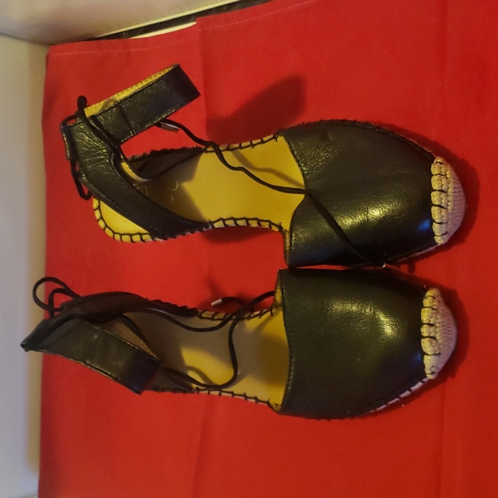 Franco sarto wedge high strap around ankle shoes